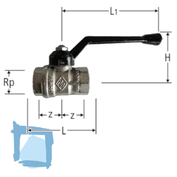 Jet Range Kugelhahn mit Knebelgriff IG/IG 3/8"