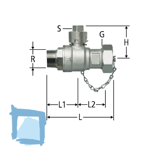 Nussbaum Kessel-Kugelhahn mit Aussengewinde 3/4"