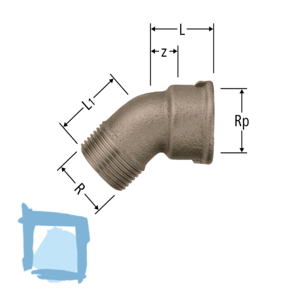 Nussbaum Optifitt-Serra-Winkel 45° ⅜"