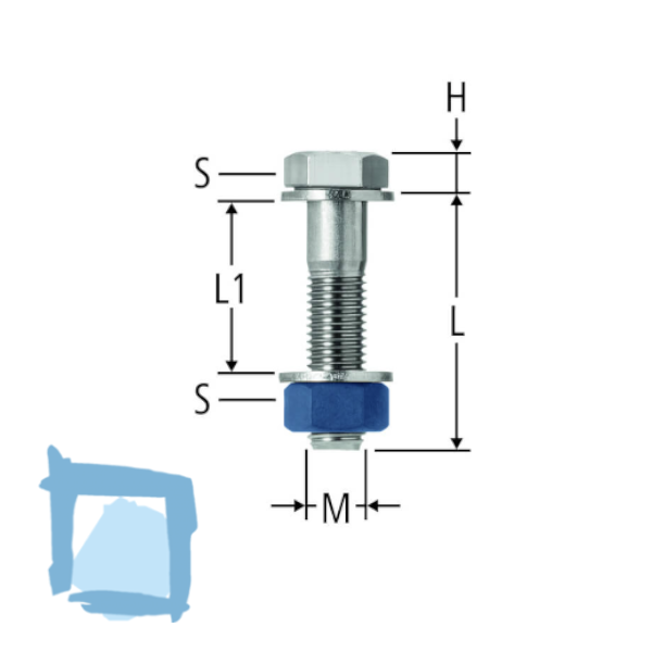 Nussbaum Sechskantschrauben M16 x 80